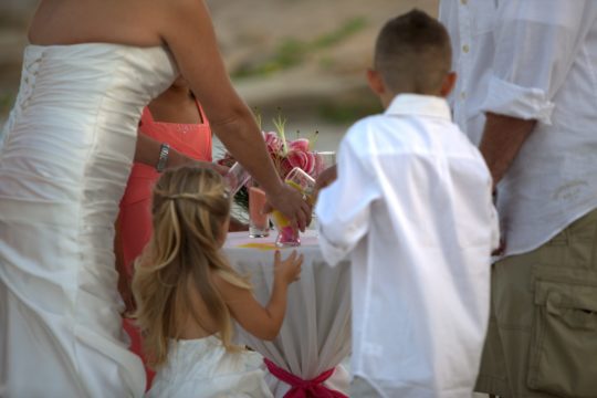 children with bride at wedding