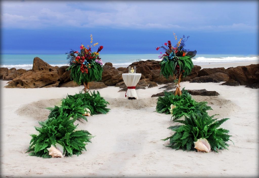 tropical wedding arbor on the beach