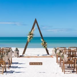 Triangle wedding arch used for St. Augustine beach wedding