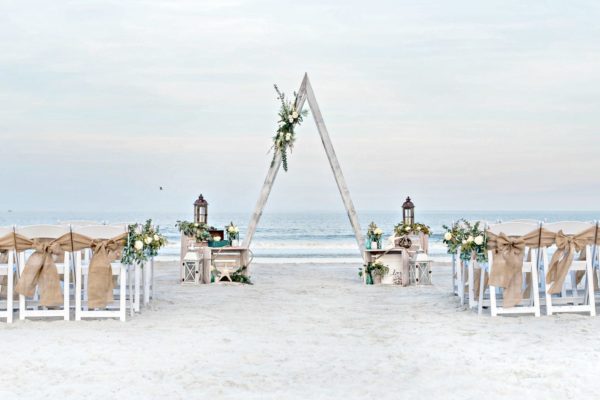 Beautiful triangle arch used during Georgia beach wedding