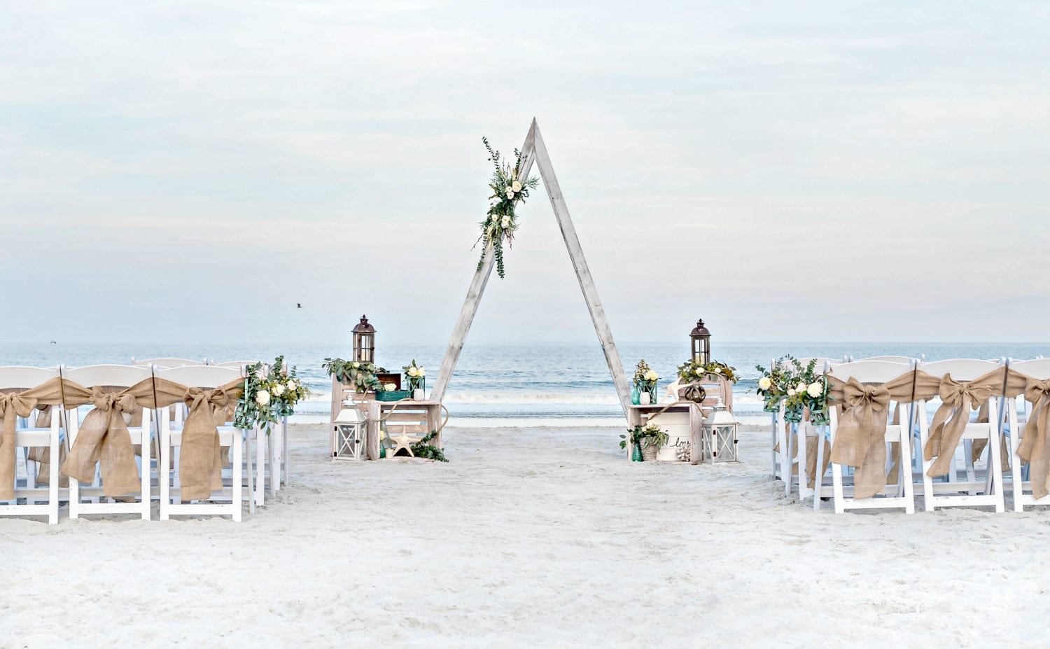 Beautiful triangle arch used during Georgia beach wedding