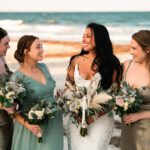 a bride and bridesmaid