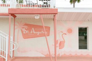st augustine hotel mural in pink, St. Augustine beach Wedding Venue, beach wedding planning